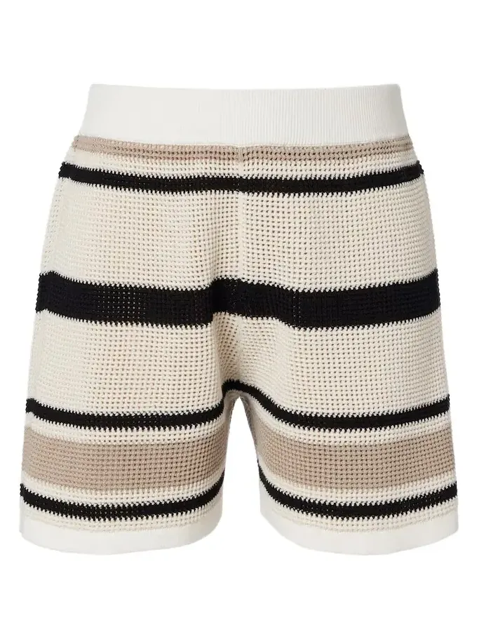 Open-knit striped cotton shorts Open-knit striped cotton shorts