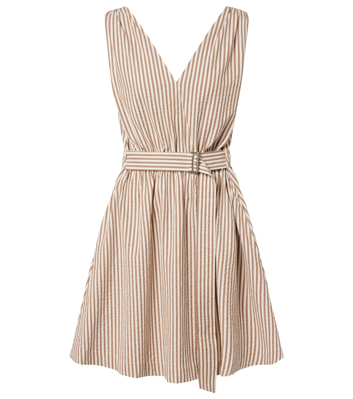 Striped cotton-blend minidress