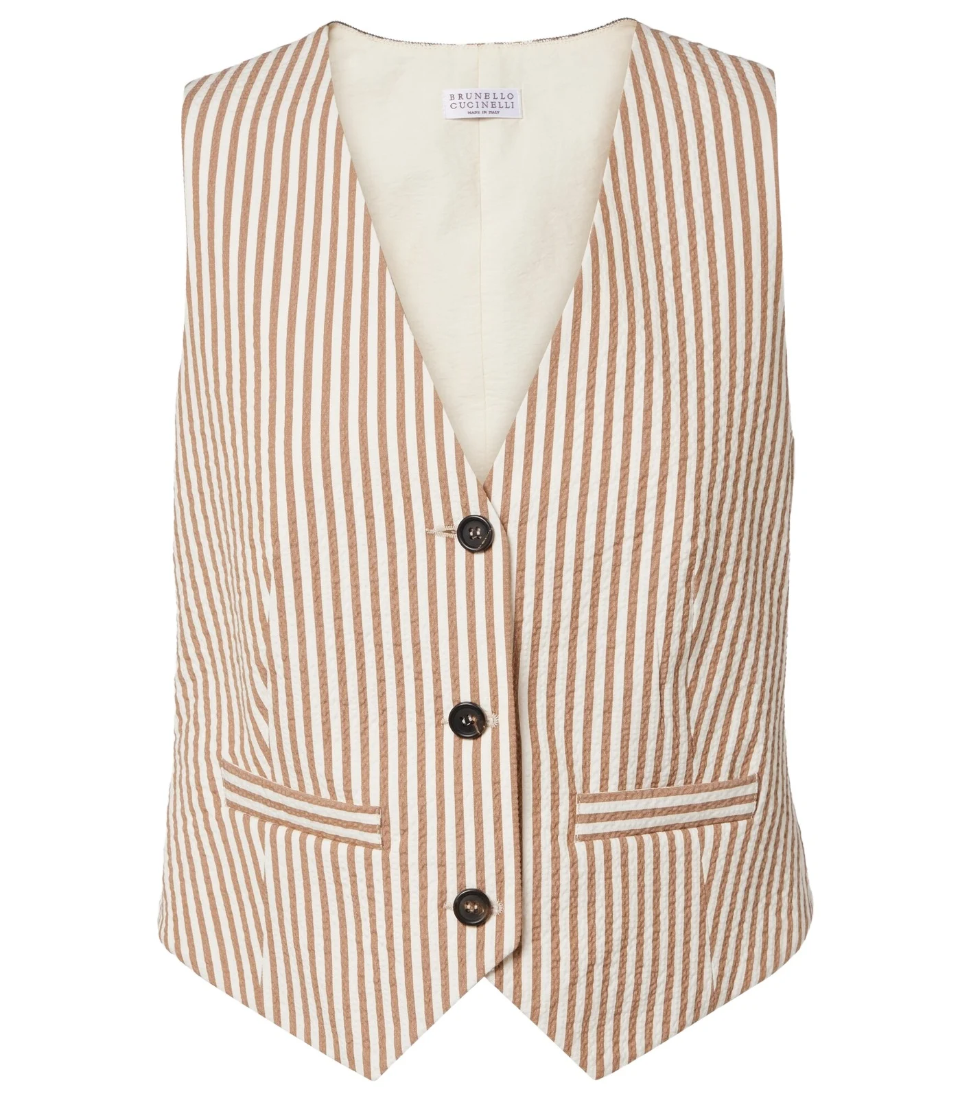 Striped cotton-blend vest Striped cotton-blend vest