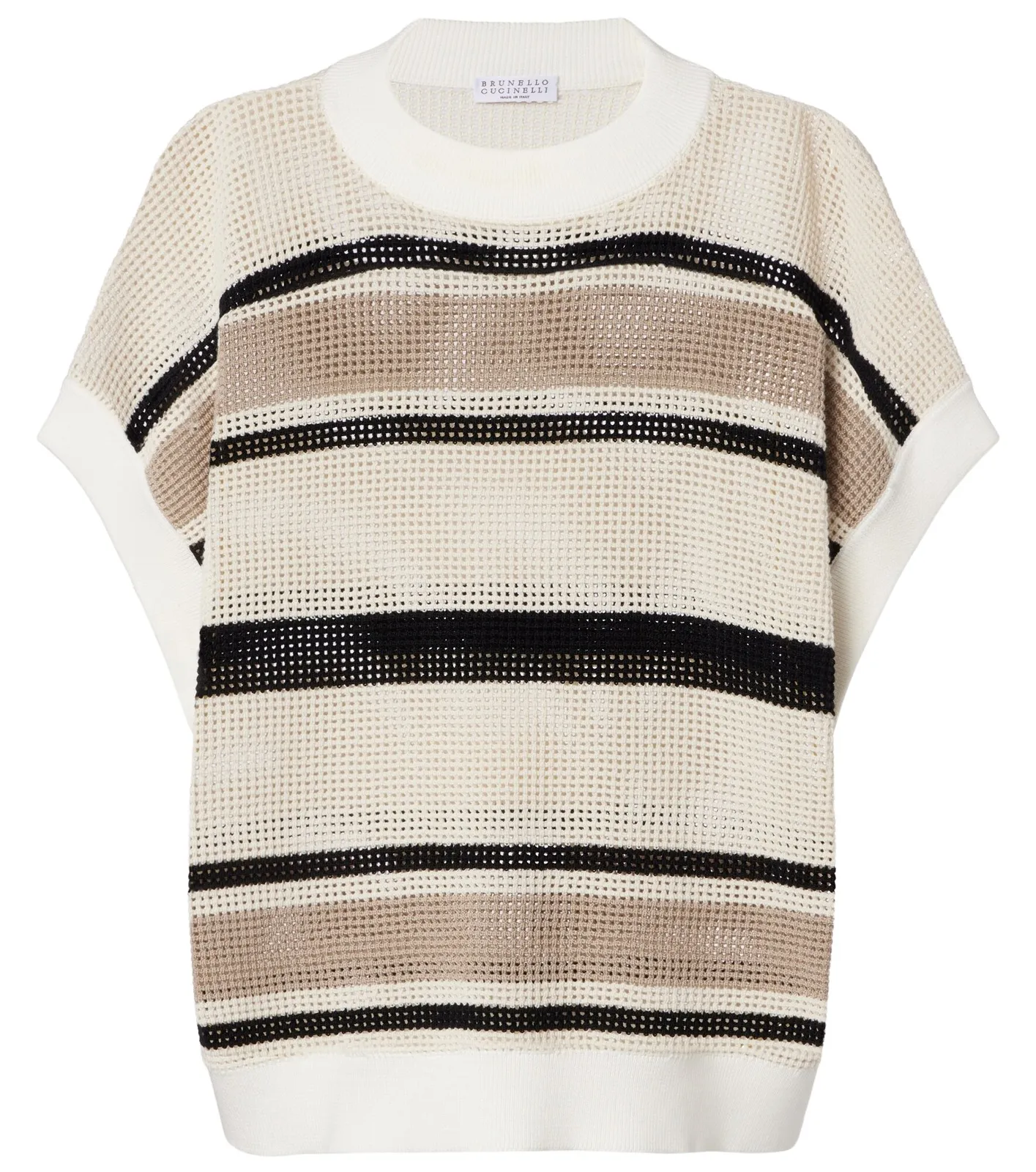 Open-knit striped cotton top Open-knit striped cotton top