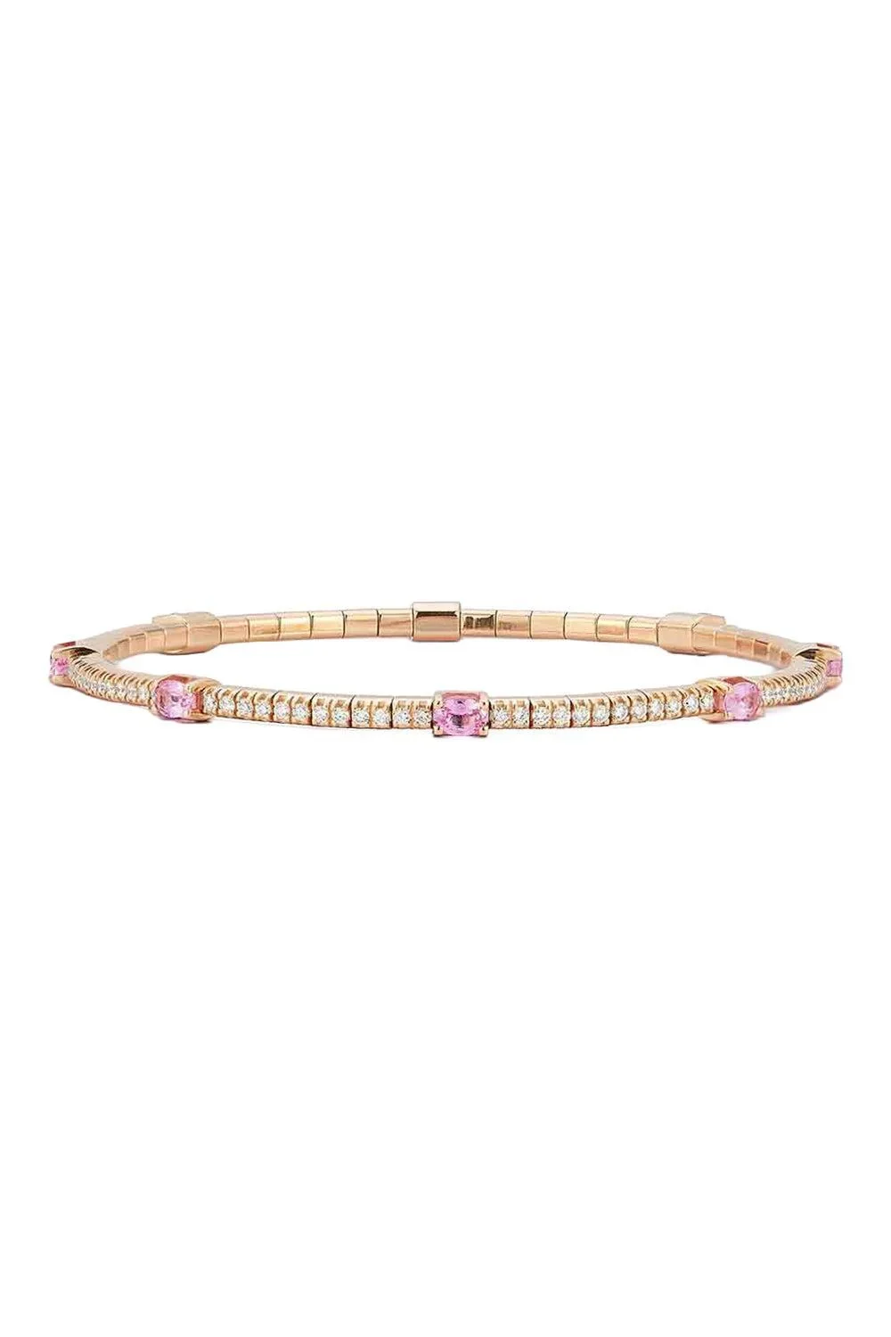 Oval Pink Sapphire Round Diamond Extensible Bracelet Oval Pink Sapphire Round Diamond Extensible Bracelet
