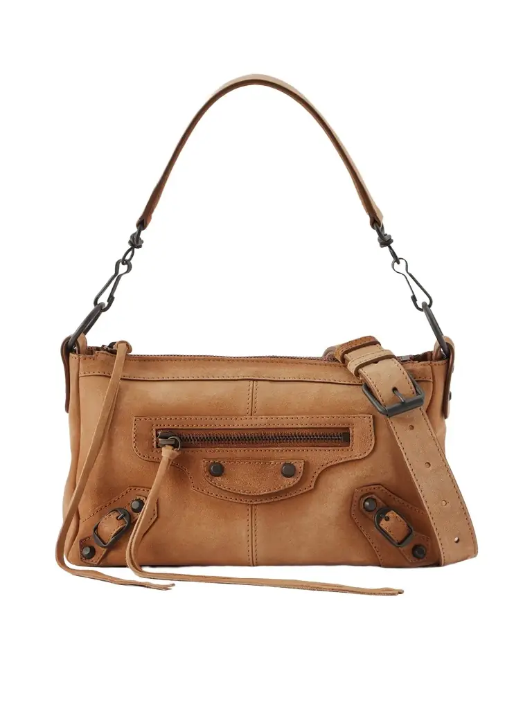 Balenciaga Le City Moto Mini Suede Shoulder Bag | Image 1 Balenciaga Le City Moto Mini Suede Shoulder Bag | Image 1