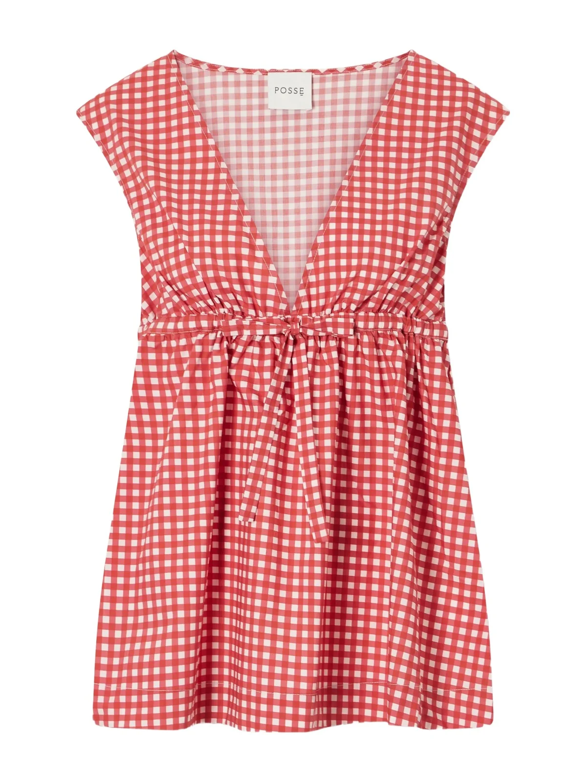 Lindie Bow-detailed Checked Cotton-poplin Top Lindie Bow-detailed Checked Cotton-poplin Top
