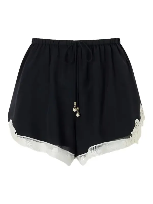 Roselight Lace-trimmed Cotton And Silk-blend Shorts - Black
