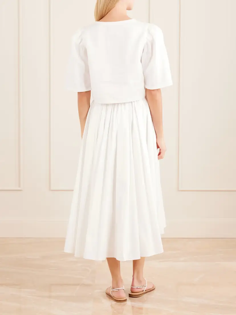 Farm Rio Floral-embroidered Cropped Linen Top | Thumbnail 4 Farm Rio Floral-embroidered Cropped Linen Top | Thumbnail 4