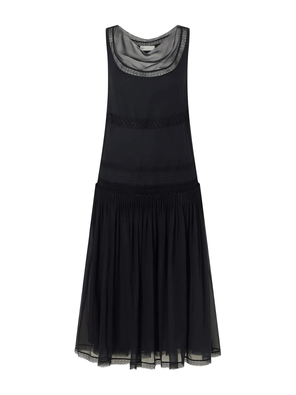 Pleated Lace-trimmed Silk-georgette Midi Dress