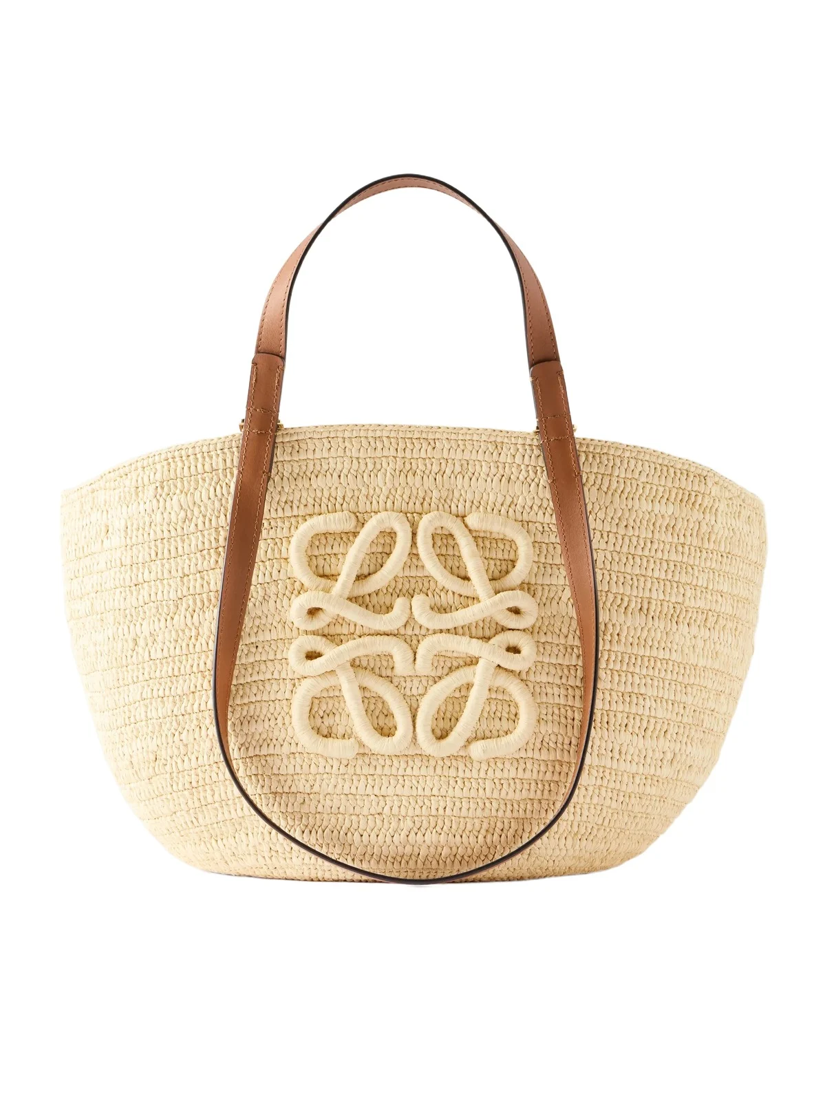+ Paula's Ibiza Eclipse Basket Medium Leather-trimmed Raffia Tote