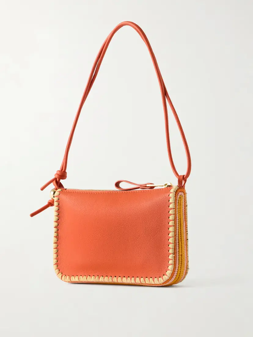 Loewe + Paula's Ibiza Rio Raffia-trimmed Leather Shoulder Bag | Thumbnail 4