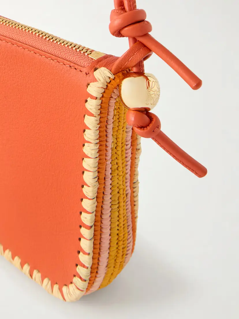 Loewe + Paula's Ibiza Rio Raffia-trimmed Leather Shoulder Bag | Thumbnail 5