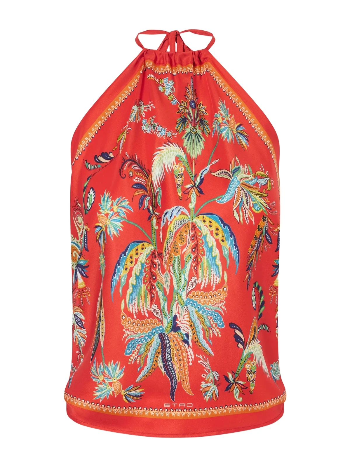 Printed Silk-satin Halterneck Top