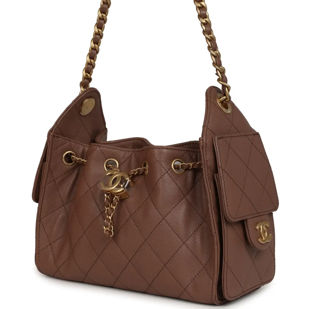 Chanel Chanel Mini 25 Hobo Bag Brown Caviar Antique Gold Hardware | Thumbnail 5 Chanel Chanel Mini 25 Hobo Bag Brown Caviar Antique Gold Hardware | Thumbnail 5