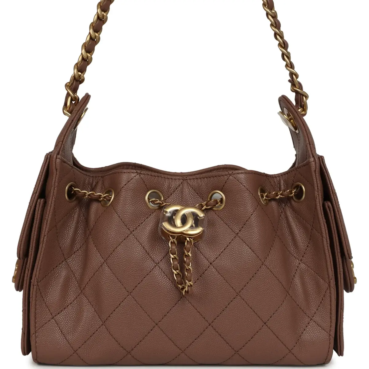Chanel Chanel Mini 25 Hobo Bag Brown Caviar Antique Gold Hardware