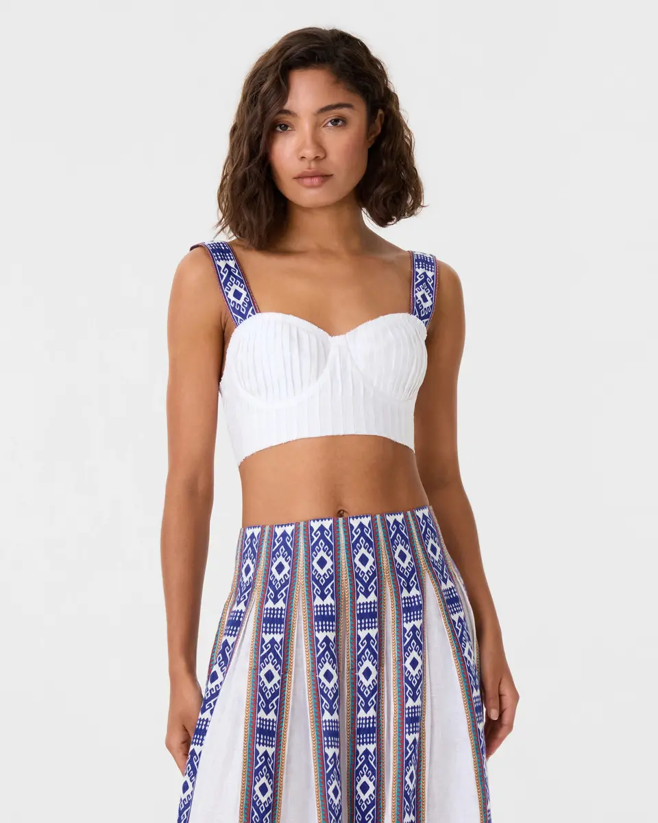 Emporio Sirenuse Dalia Top in Blue Horizon Print | Thumbnail 2