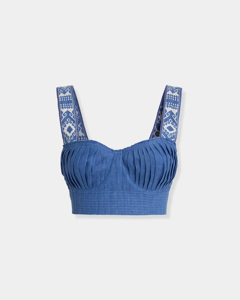 Emporio Sirenuse Dalia Top in Blue Horizon Print | Thumbnail 7