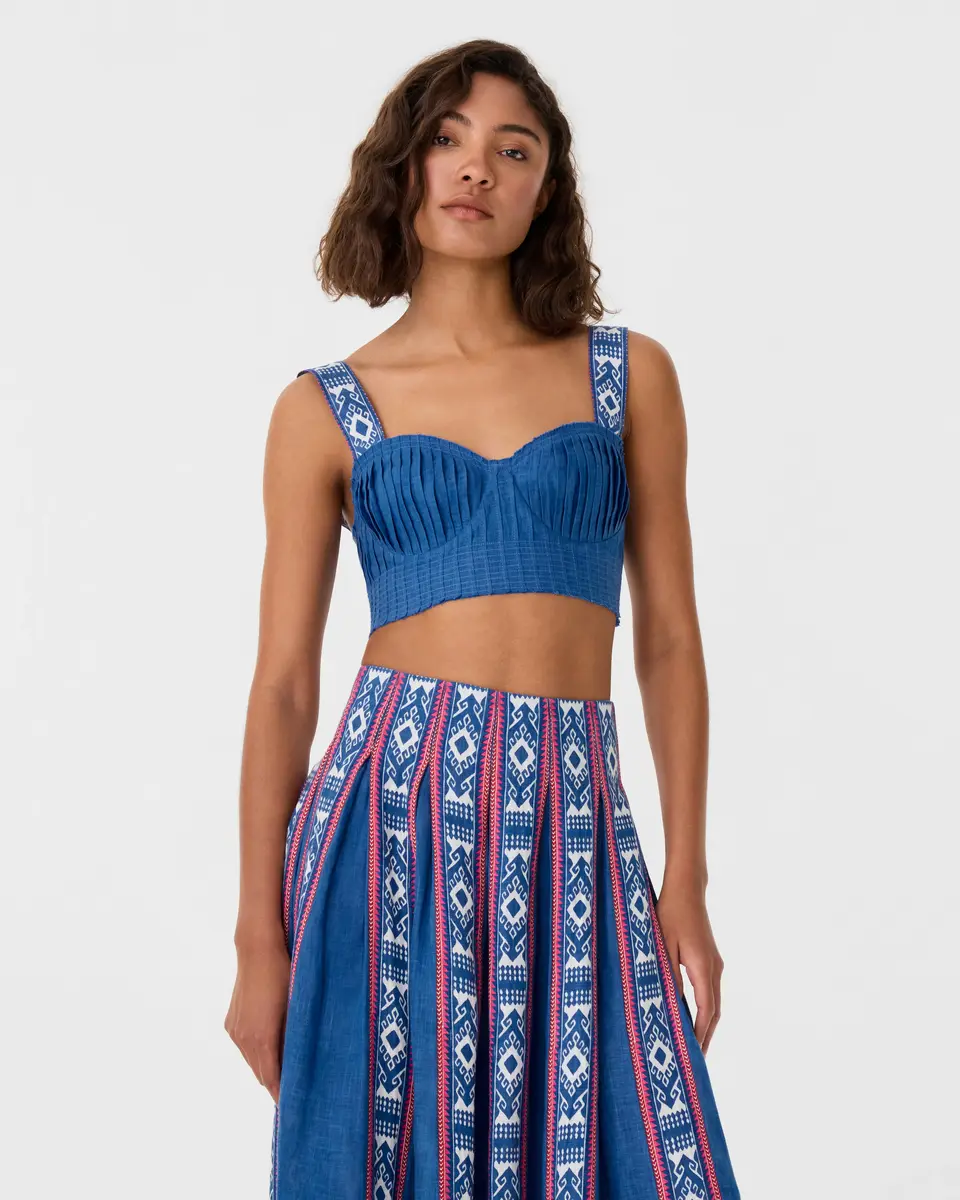 Emporio Sirenuse Dalia Top in Blue Horizon Print | Thumbnail 8