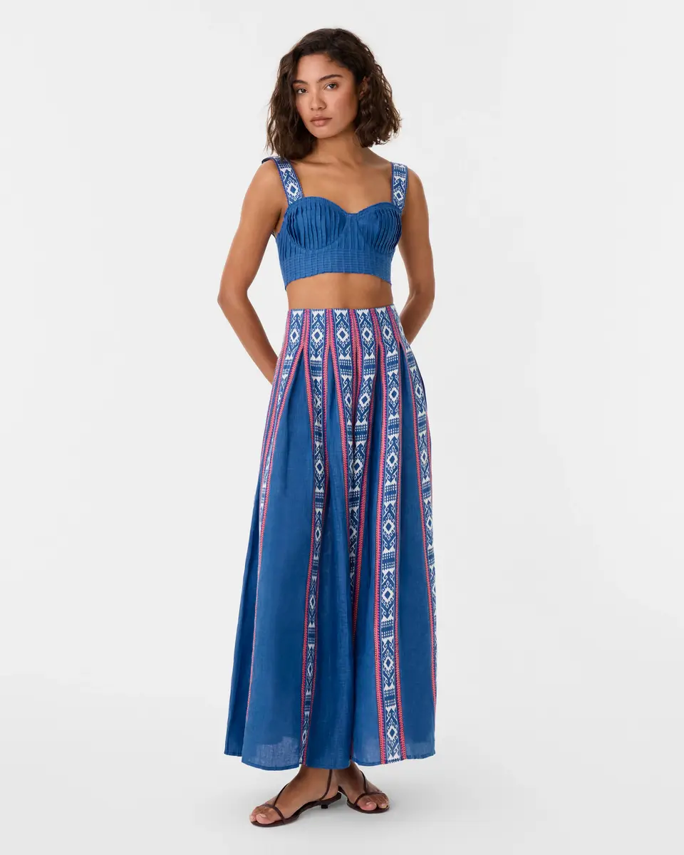 Emporio Sirenuse Dalia Top in Blue Horizon Print | Thumbnail 10