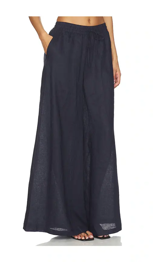 susana monaco Solid Linen Wide Leg Elastic Pant | Thumbnail 2 susana monaco Solid Linen Wide Leg Elastic Pant | Thumbnail 2