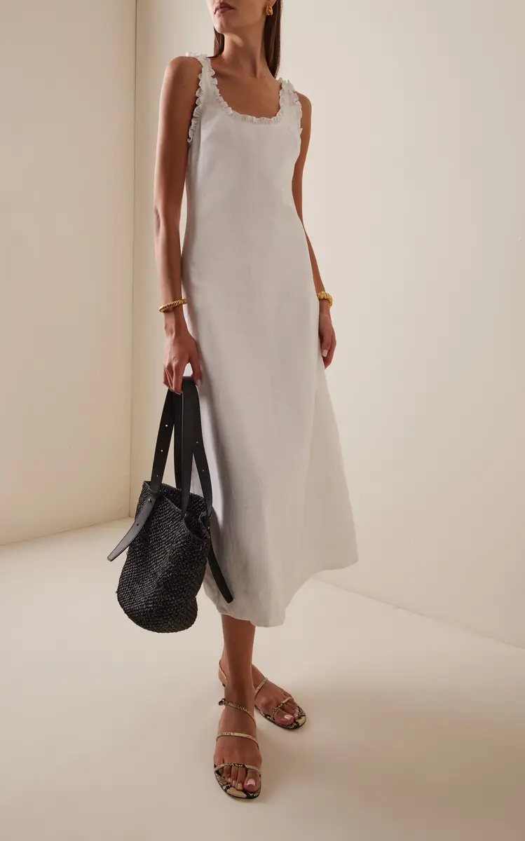 Posse Florence Ruffled Linen Midi Dress | Thumbnail 2 Posse Florence Ruffled Linen Midi Dress | Thumbnail 2