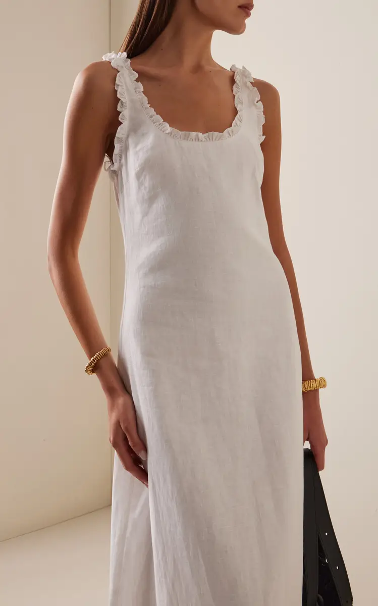 Posse Florence Ruffled Linen Midi Dress | Thumbnail 3 Posse Florence Ruffled Linen Midi Dress | Thumbnail 3