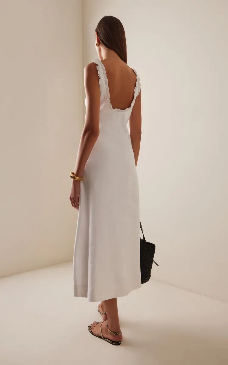Posse Florence Ruffled Linen Midi Dress | Thumbnail 4 Posse Florence Ruffled Linen Midi Dress | Thumbnail 4