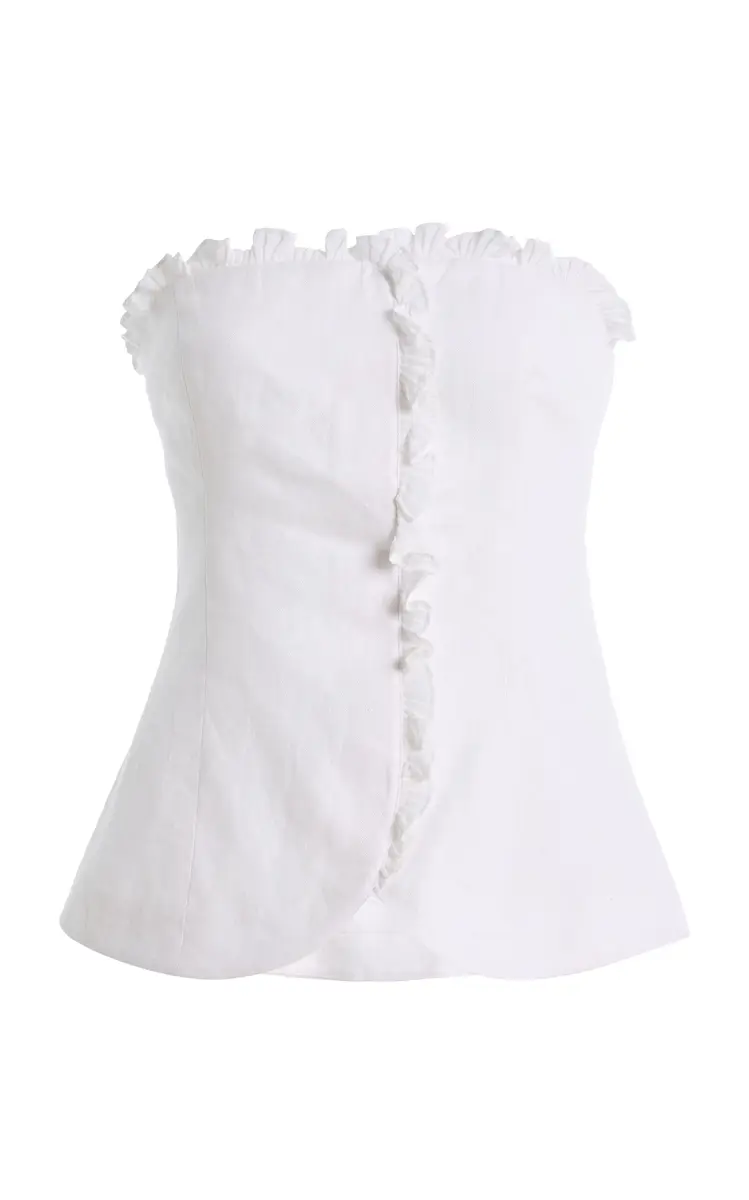 Posse Florence Strapless Ruffled Linen Top | Image 1 Posse Florence Strapless Ruffled Linen Top | Image 1