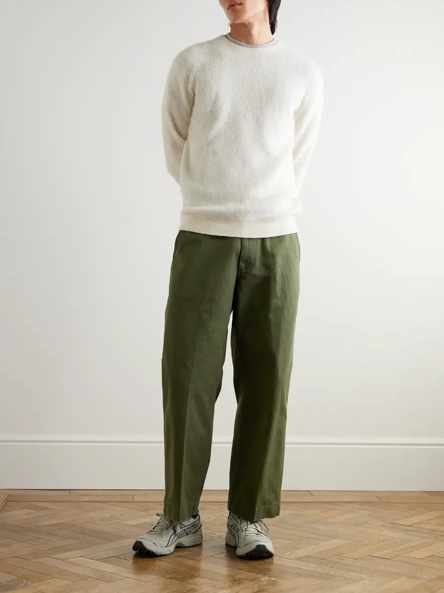 Beams Plus Wide-Leg Herringbone Cotton-Twill Trousers | Thumbnail 2 Beams Plus Wide-Leg Herringbone Cotton-Twill Trousers | Thumbnail 2