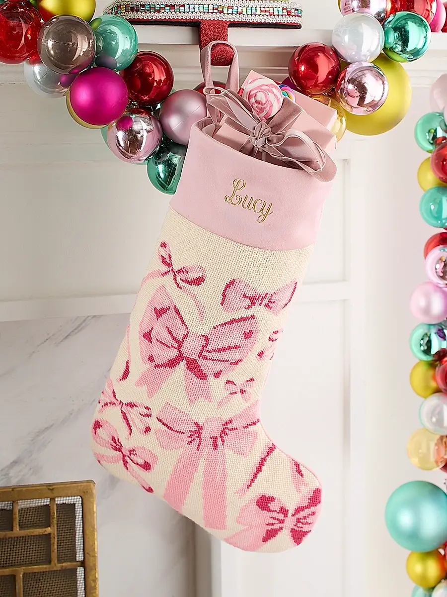 Bauble Stockings x Sainty Nelsen Sincerely Sainty Christmas Stocking | Image 1 Bauble Stockings x Sainty Nelsen Sincerely Sainty Christmas Stocking | Image 1