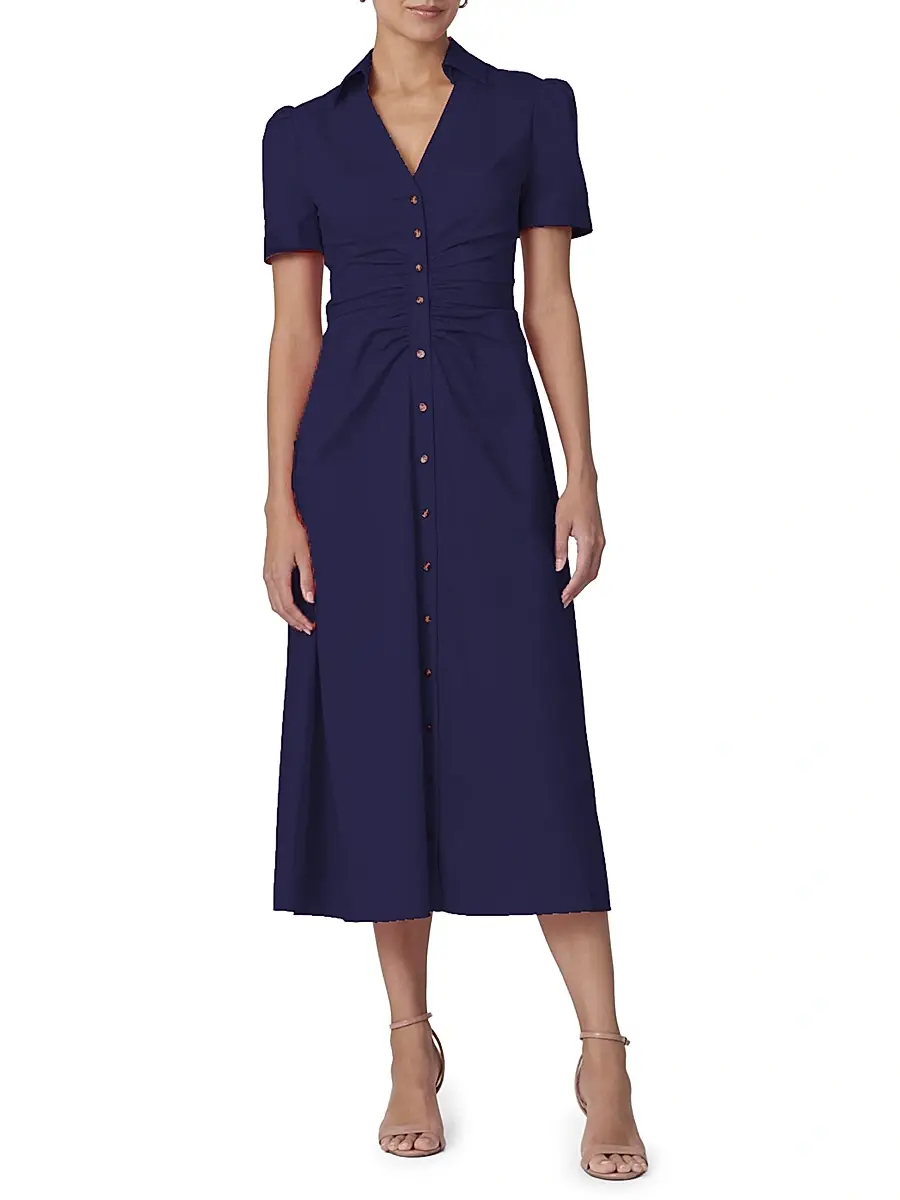 Shoshanna Women's Barnet Gathered Waist Midi-Dress | Thumbnail 2 Shoshanna Women's Barnet Gathered Waist Midi-Dress | Thumbnail 2
