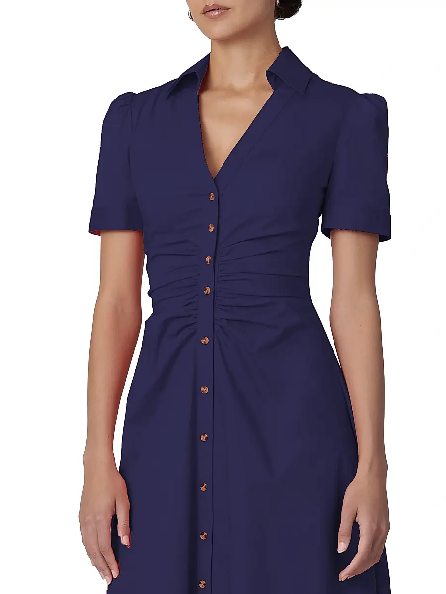 Shoshanna Women's Barnet Gathered Waist Midi-Dress | Thumbnail 4 Shoshanna Women's Barnet Gathered Waist Midi-Dress | Thumbnail 4