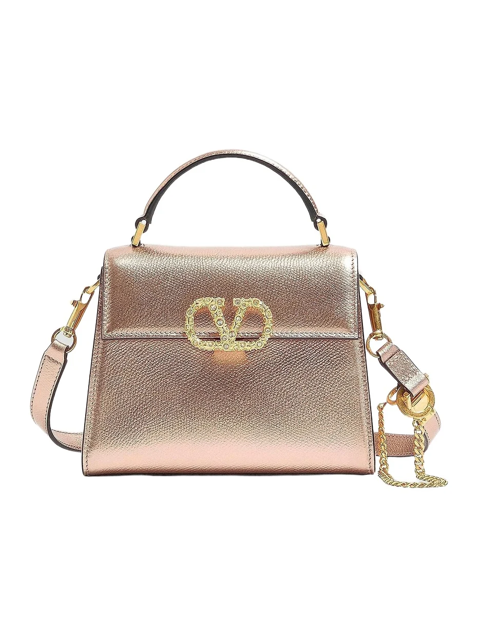 Women's VSling Mini Top Handle Bag in Laminated Grainy Calfskin
