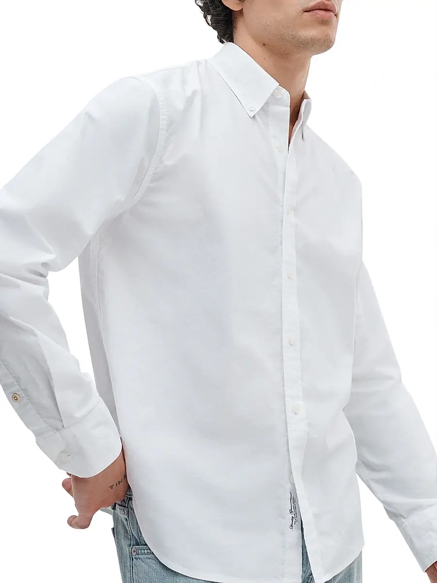 rag & bone Men's Oxford Cotton Button-Down Shirt - White | Thumbnail 3
