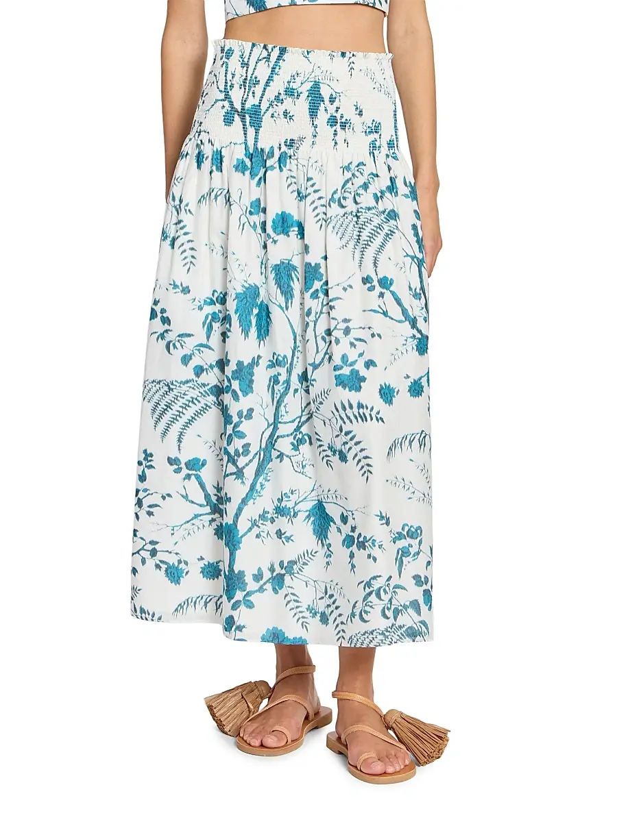 Erdem Women's Floral Cotton-Linen Midi Skirt | Thumbnail 3 Erdem Women's Floral Cotton-Linen Midi Skirt | Thumbnail 3