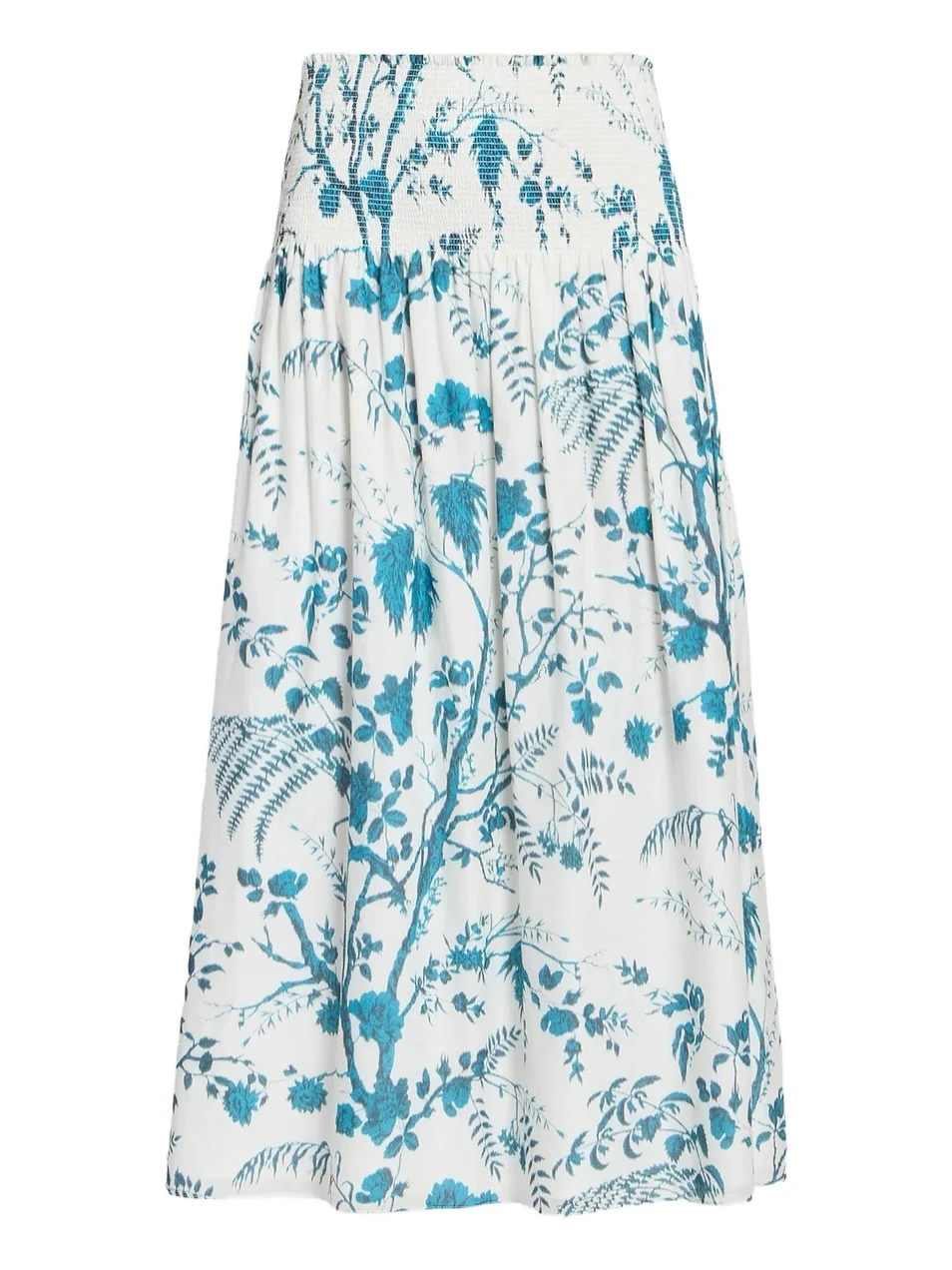 Women's Floral Cotton-Linen Midi Skirt