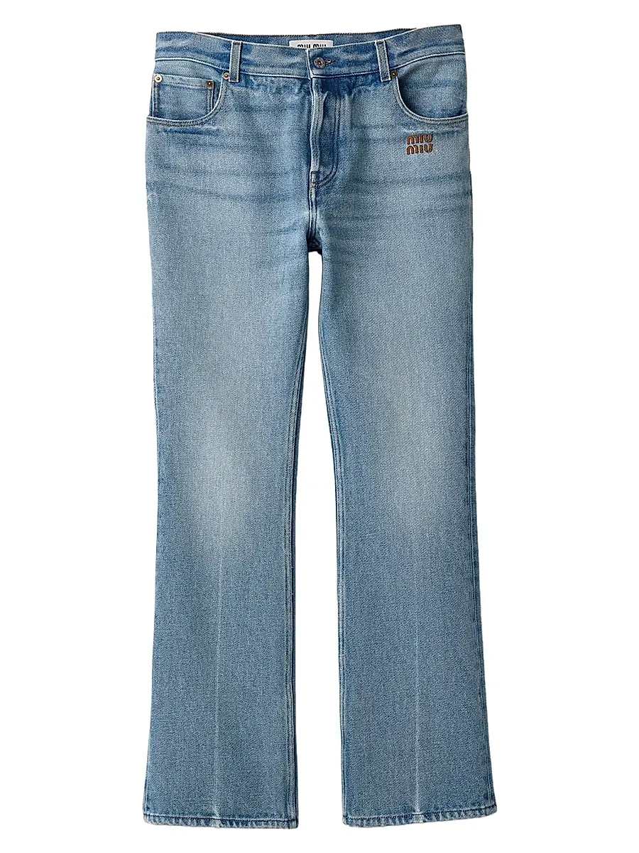 Miu Miu Women's Five-Pocket Washed Denim Jeans - Blue | Image 1 Miu Miu Women's Five-Pocket Washed Denim Jeans - Blue | Image 1