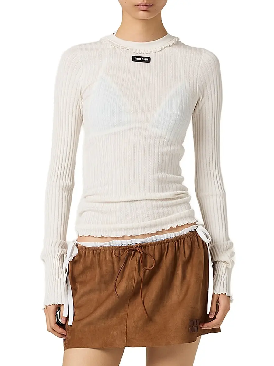 Miu Miu Women's Silk Crew-Neck Sweater | Thumbnail 2 Miu Miu Women's Silk Crew-Neck Sweater | Thumbnail 2