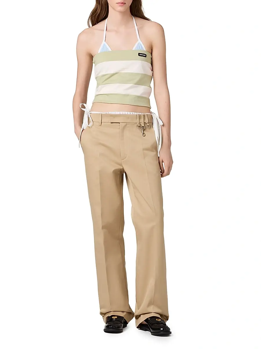 Miu Miu Women's Striped Jersey Top | Thumbnail 2