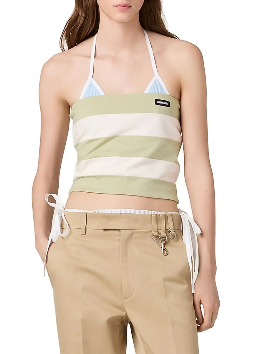 Miu Miu Women's Striped Jersey Top | Thumbnail 3