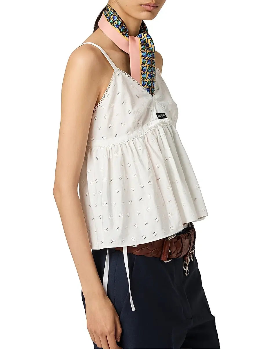 Miu Miu Women's Slubbed Eyelet Poplin Top | Thumbnail 3