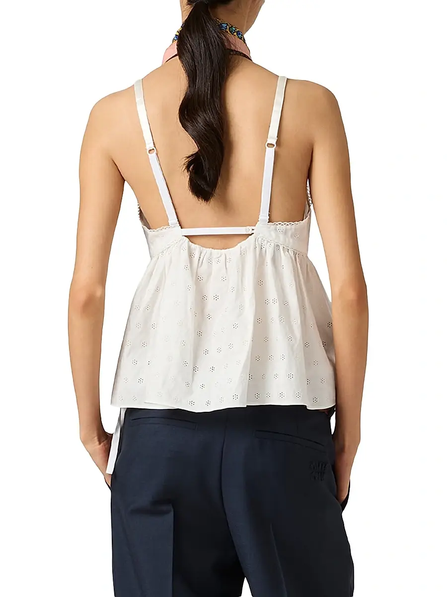 Miu Miu Women's Slubbed Eyelet Poplin Top | Thumbnail 4