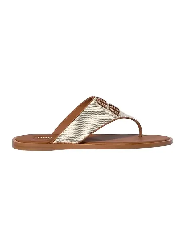 Miu Miu Women's Canvas and Leather Thong Sandals