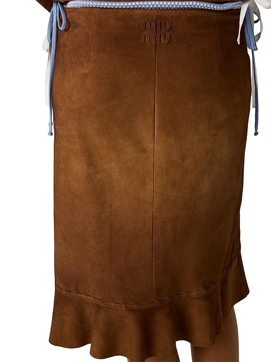 Miu Miu Women's Waxed Suede Skirt | Thumbnail 5 Miu Miu Women's Waxed Suede Skirt | Thumbnail 5