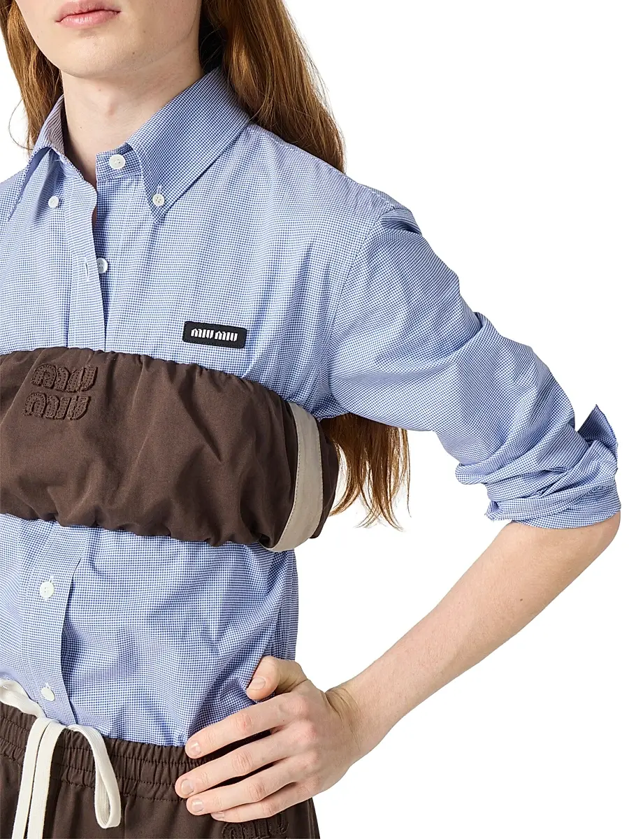 Miu Miu Women's Washed Twill Bandeau Top - Brown | Thumbnail 7