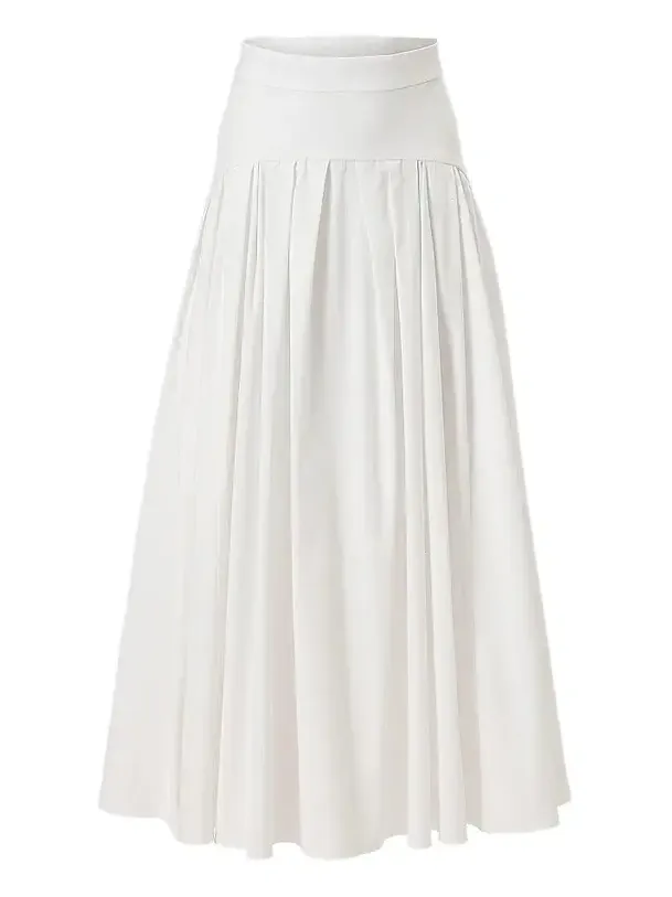 Women's Cabana Drop-Waist Stretch-Cotton Midi-Skirt
