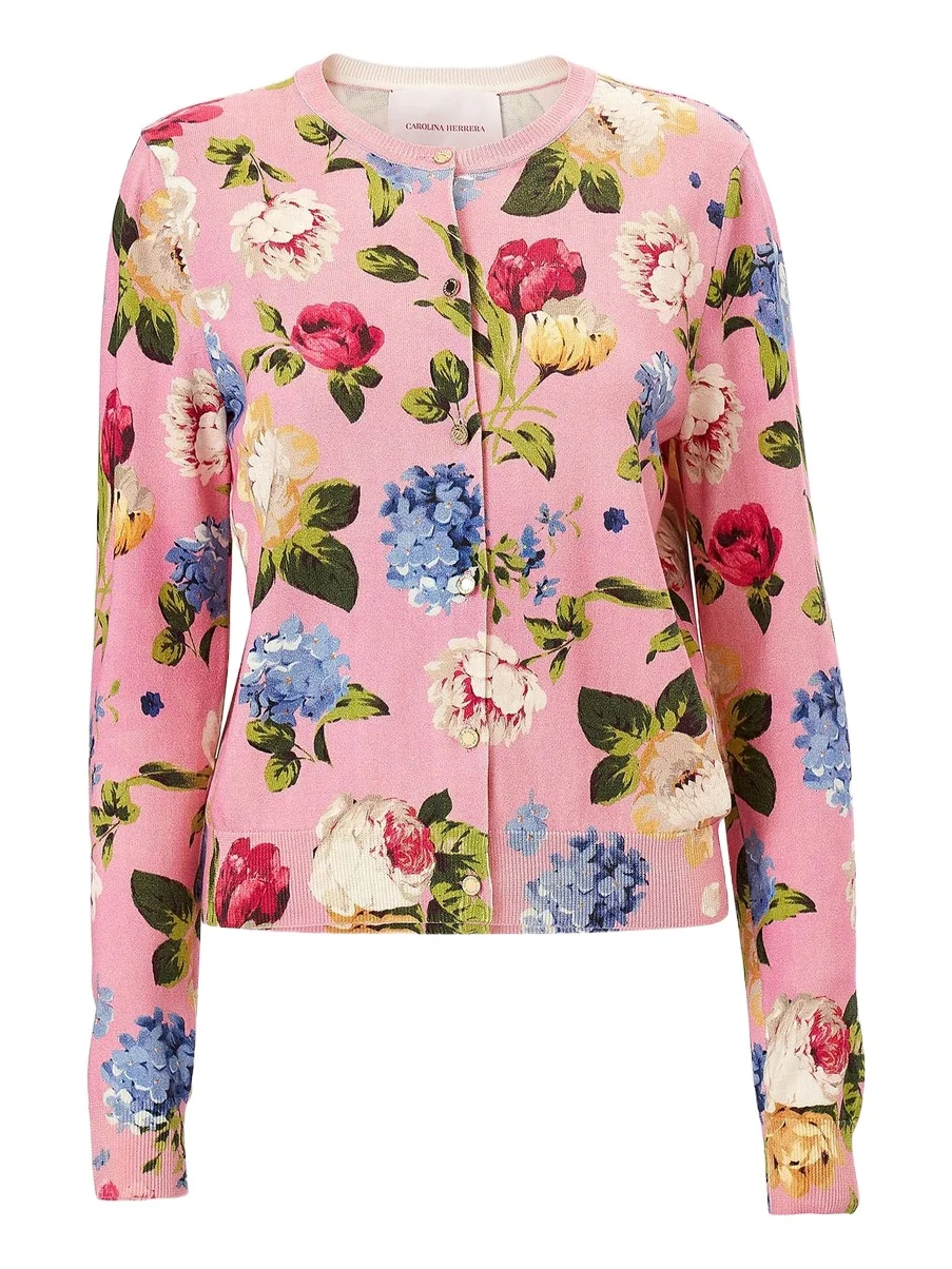 Women's Cabana Floral Crewneck Long-Sleeve Cardigan