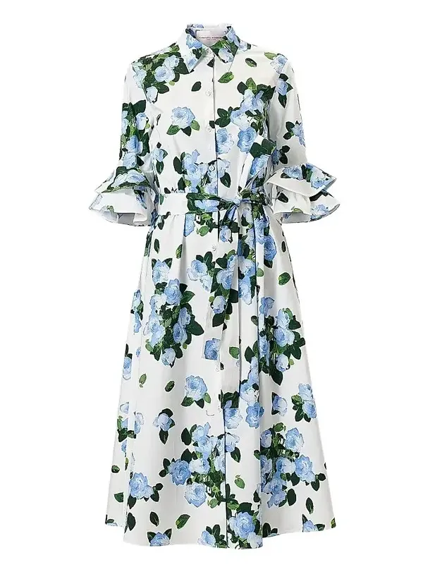 Women's Cabana Floral Belted Ruffle-Sleeve Shirtdress Women's Cabana Floral Belted Ruffle-Sleeve Shirtdress