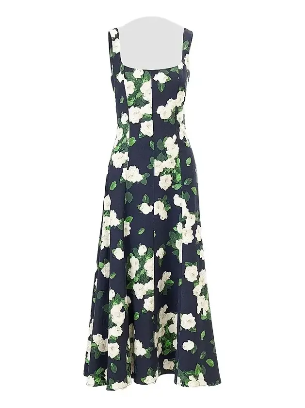Women's Cabana Floral Squareneck Sleeveless Cotton-Blend Midi-Dress Women's Cabana Floral Squareneck Sleeveless Cotton-Blend Midi-Dress