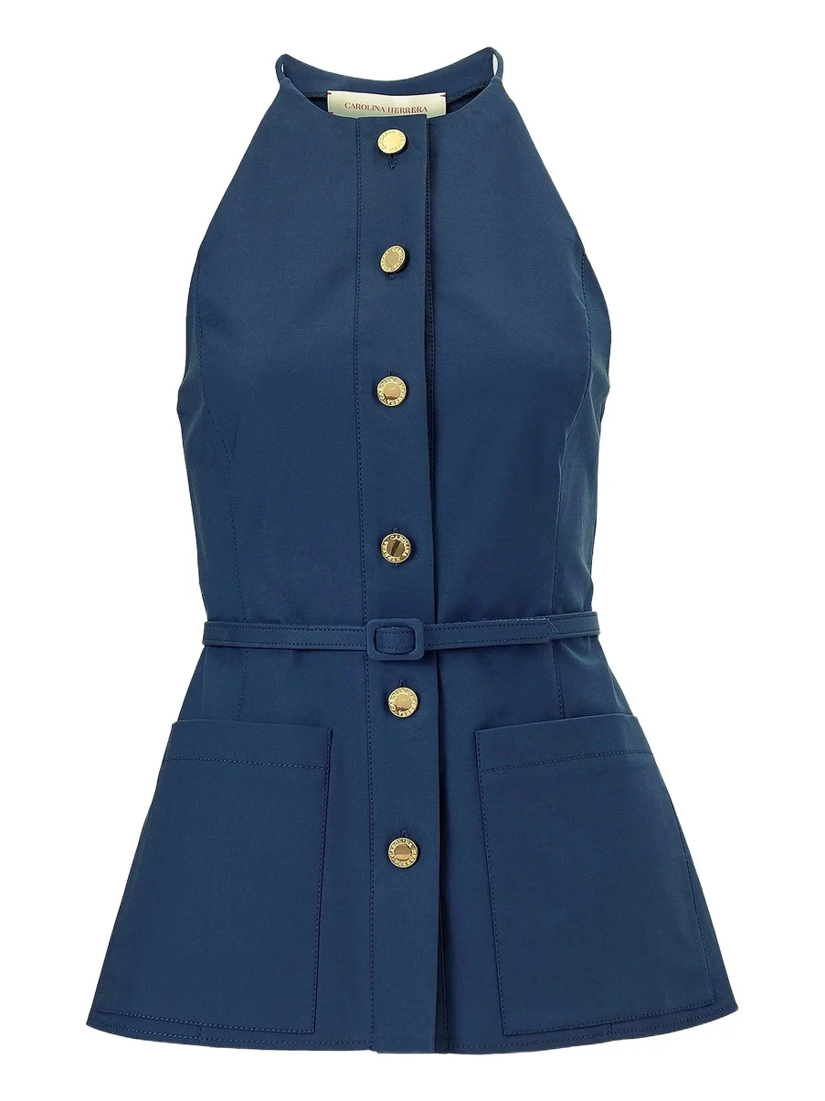 Carolina Herrera Women's Cabana Button-Front Sleeveless Top