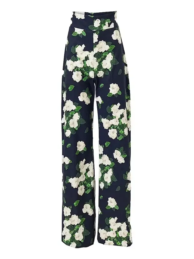 Women's Cabana Diane Floral Cotton-Blend Wide-Leg Pants