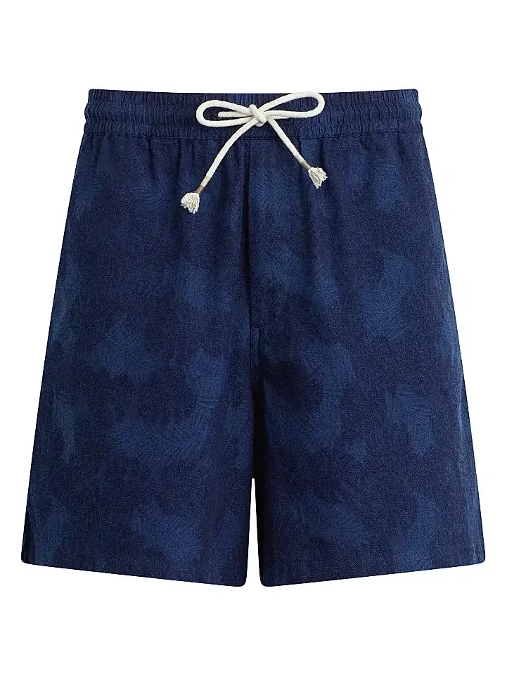 Men's Cabana Floral Cotton-Linen Drawstring Shorts Men's Cabana Floral Cotton-Linen Drawstring Shorts