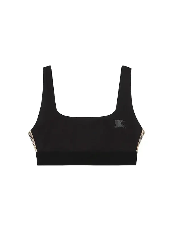 Burberry Women's Alana Stretch Nylon Check Trim Bra Top